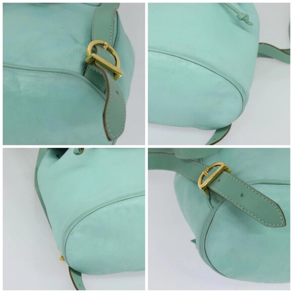 Salvatore Ferragamo Backpack Leather Turquoise Blue Gold Auth bs27971 main image 6